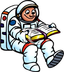 269x300 Clip Art Image An Astronaut Reading A Book