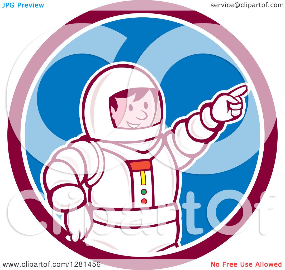 1080x1024 Clipart Of A Retro Cartoon Male Astronaut Pointing In A Maroon