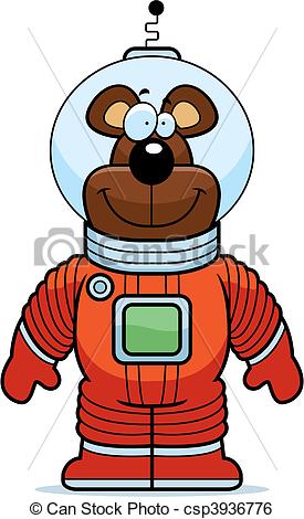 275x470 A Happy Cartoon Bear Astronaut In A Spacesuit. Clip Art Vector