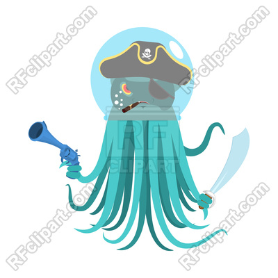 400x400 Alien Intruders Space Pirate Octopus. Cosmic Monster Invader