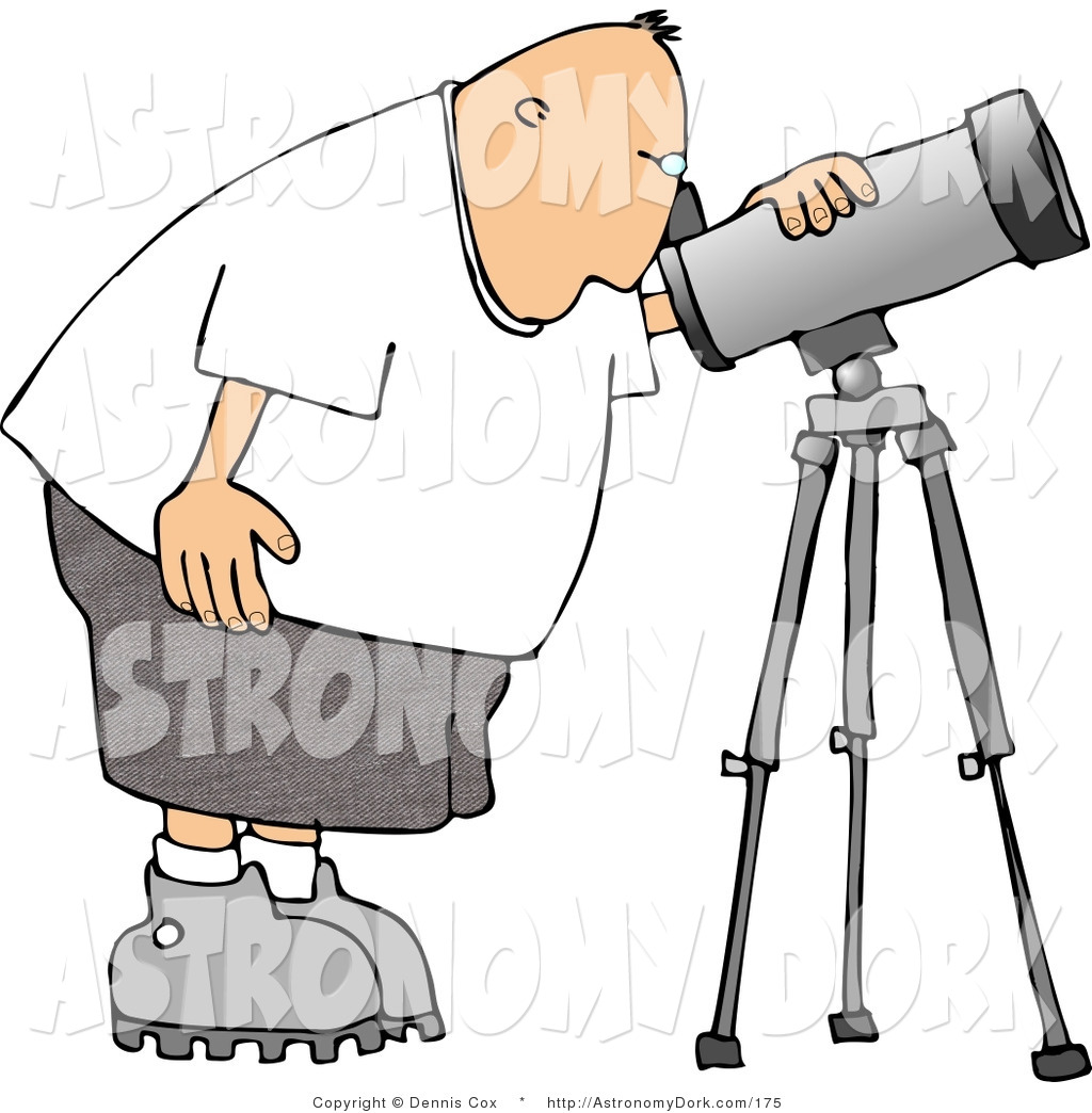 1024x1044 Clip Art Of A Male Astronomer Peering Through A Telescope By Djart
