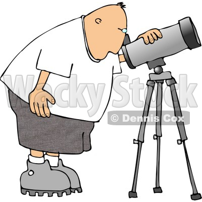400x400 Male Astronomer Looking Through A Telescope Clipart Djart