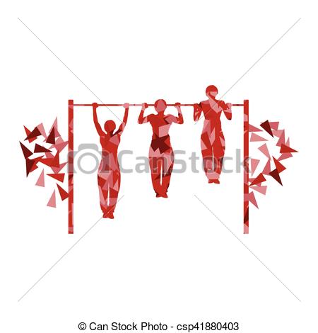 450x470 Athlete Doing Pull Up Man Fitness And Horizontal Bar Vector