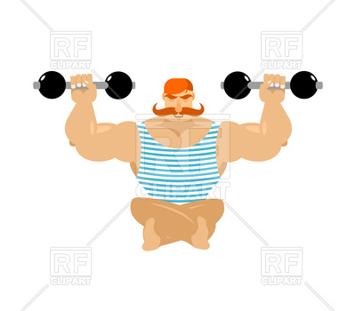 400x350 Retro Athlete With Red Mustache. Vintage Sportsman. Royalty Free