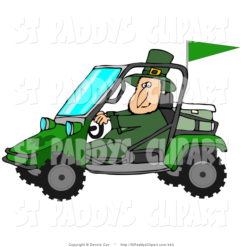 1024x1044 Vector Clip Art Of A St Patricks Day Leprechaun Driving A Mud Bug