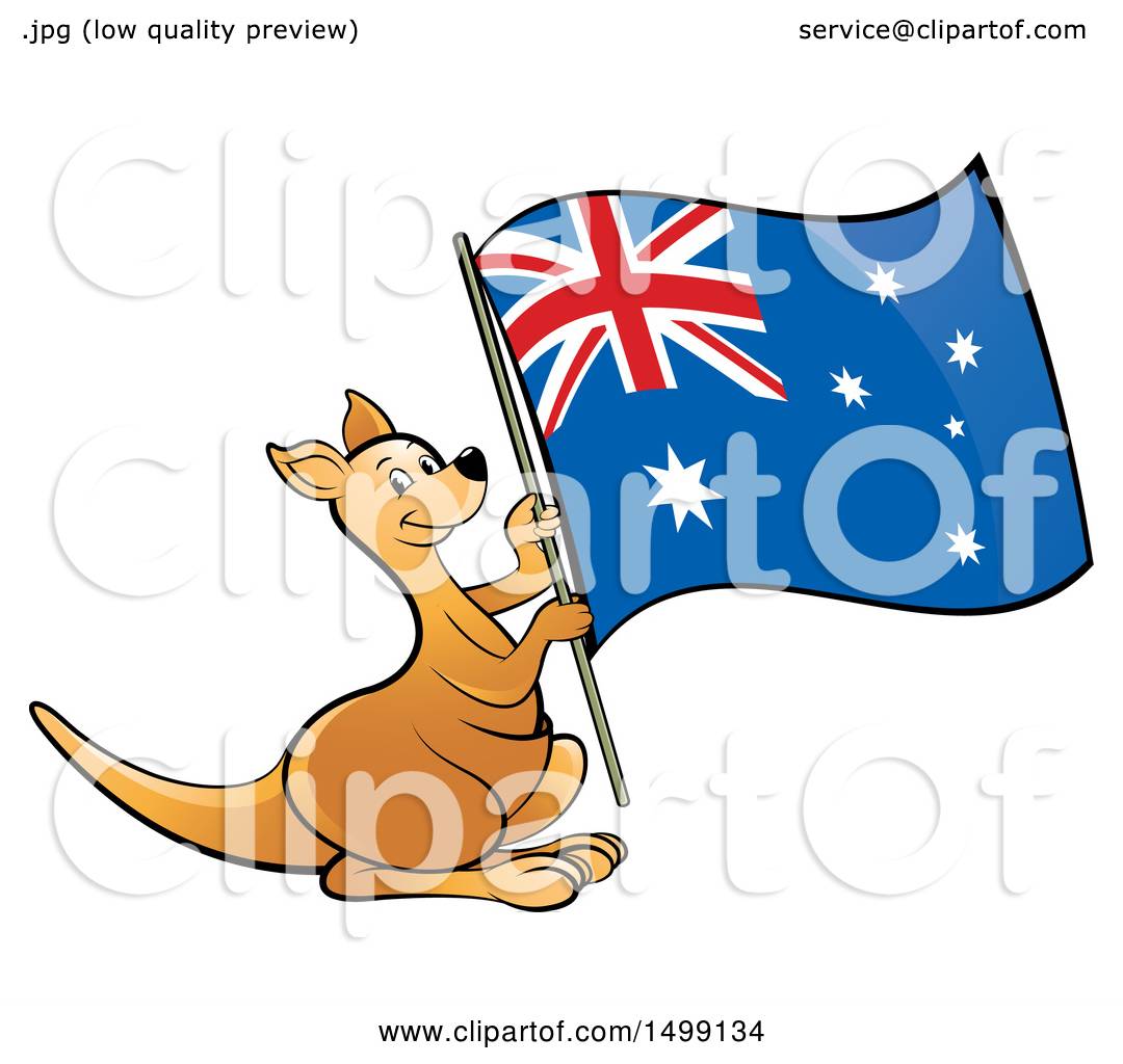 1080x1024 Clipart Of A Kangaroo Holding An Australia Flag