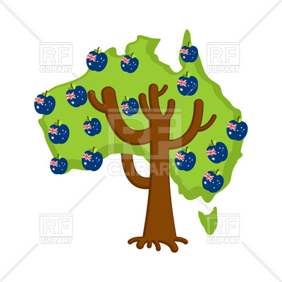 400x400 Patriotic Apple Tree With Australia Flags Royalty Free Vector Clip