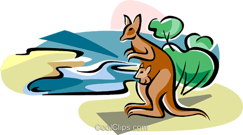 480x266 Australian Lake Eyre With Kangaroo Royalty Free Vector Clip Art