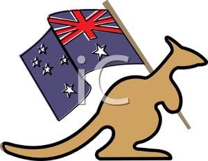 300x232 A Kangaroo Holding The Australian Flag