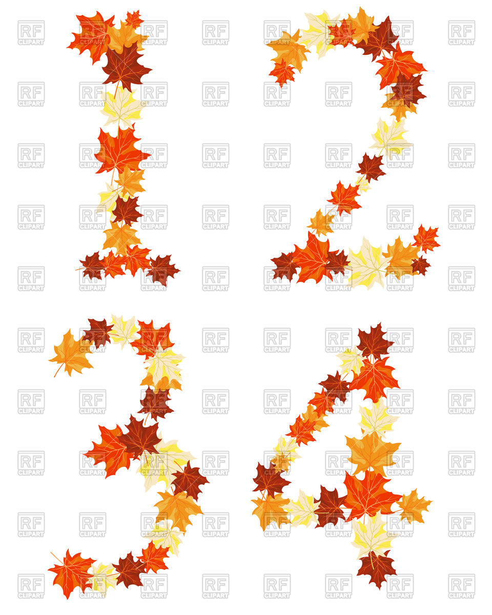960x1200 Autumn Maples Leaves Numbers Royalty Free Vector Clip Art Image