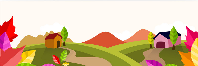 800x267 Autumn Cartoon Scenery, Elements, Vector, Creative Background