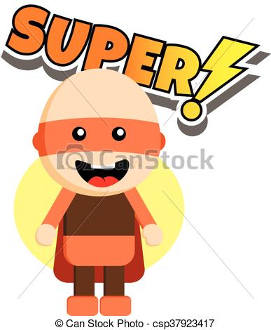 387x470 Flat Style Superhero Character Avatar On Ribbon Label Vector