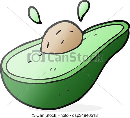 450x408 Freehand Drawn Cartoon Avocado Vector Clip Art