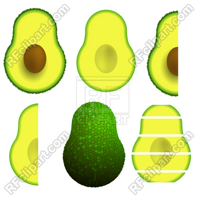 400x400 Green Ripe Avocado Fruit Isolated On White Background Royalty Free