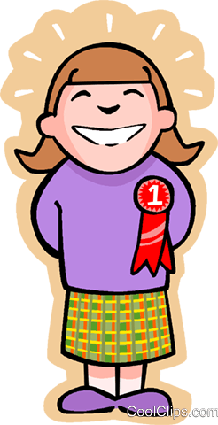 246x480 Little Girl With An Award Royalty Free Vector Clip Art