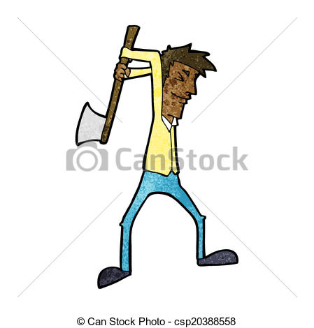449x470 Cartoon Man Swinging Axe Clipart Vector