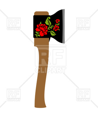 334x400 Russian Axe. National Folk Tool In Russia. Royalty Free Vector