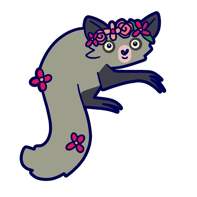 800x800 Flower Crown Aye Aye Art Prints By Saradaboru Redbubble