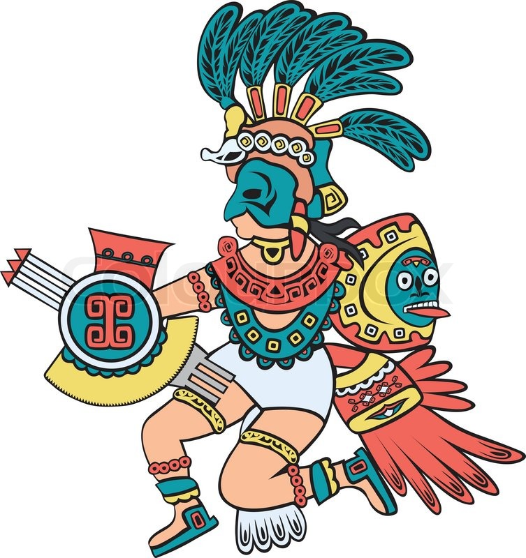 753x800 Aztec God, Color Version, Cartoon Style Stock Vector Colourbox