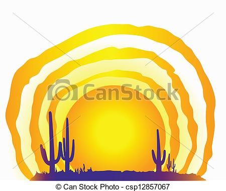450x380 Clip Art Vector Of Desert Sun
