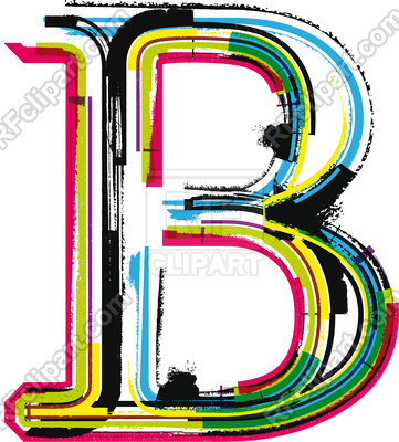 361x400 Colorful Grunge Font Letter B Royalty Free Vector Clip Art Image