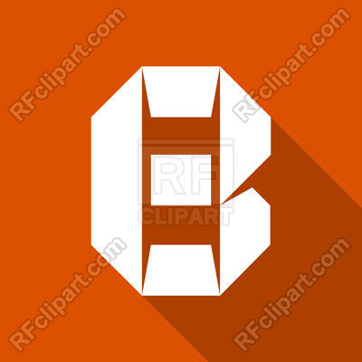 400x400 Paper Cut Font White Letter B On Orange Background Royalty Free