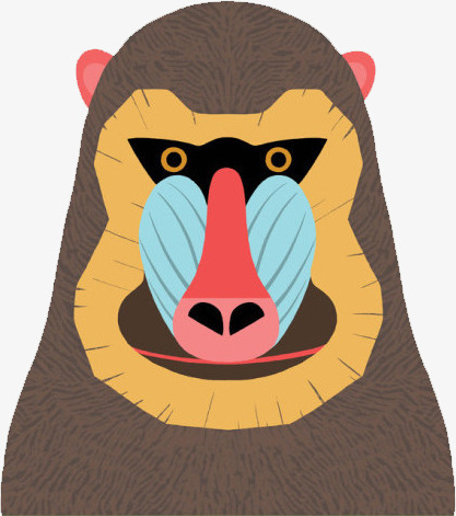 417x471 Baboon Monkey, Brown, Painted Face, Monkey Cartoon Png Image