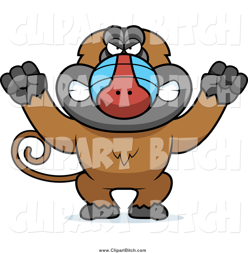 1024x1044 Clip Vector Cartoon Art Of A Mad Baboon Monkey Holding Up Fists By