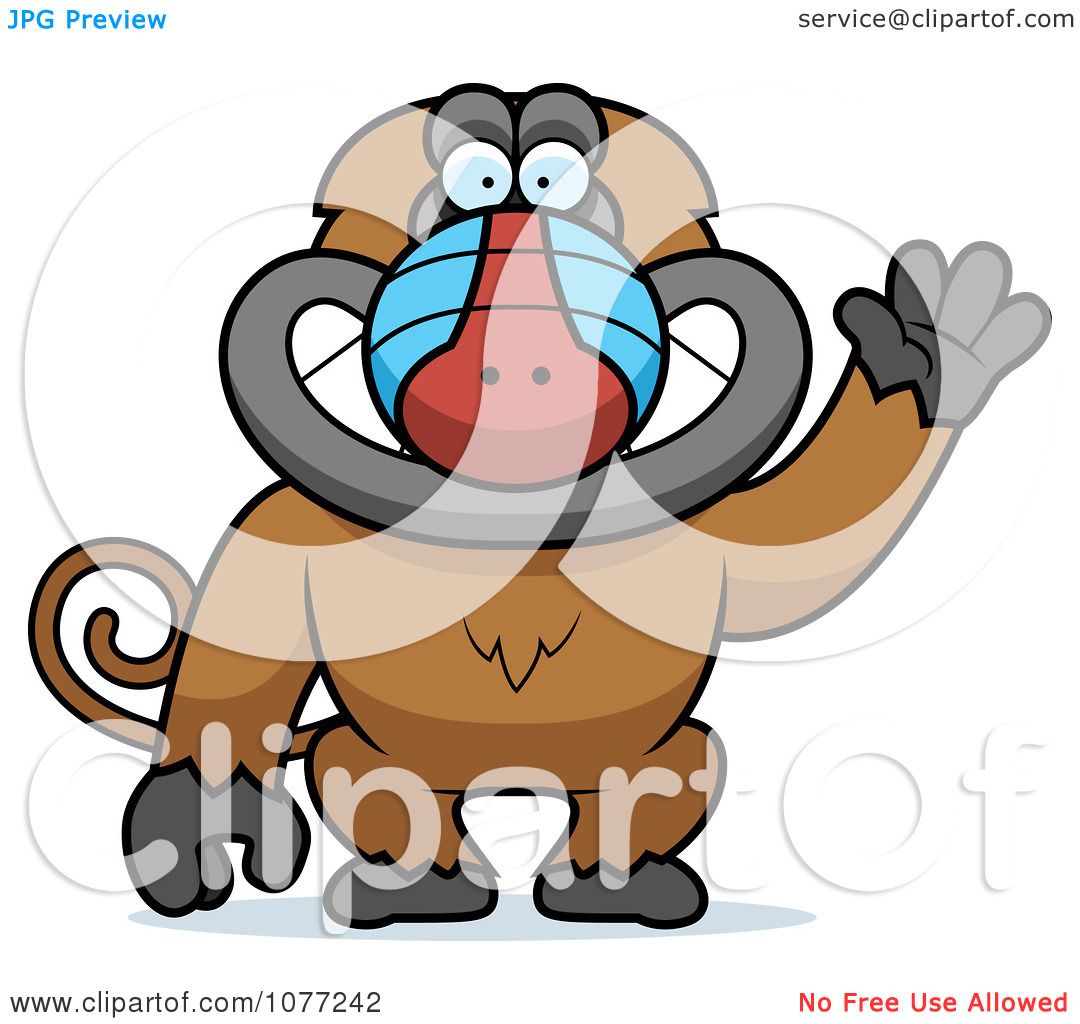 1080x1024 Clipart Friendly Baboon Monkey Waving