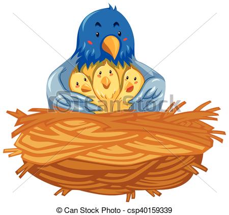 450x421 Mother Bird And Babies Birds In Nest Illustration Vectors