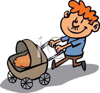 350x326 Proud Dad Pushing His Baby In A Carriage