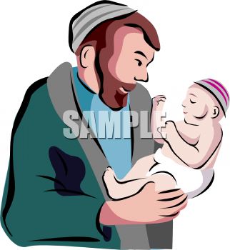 322x350 Cartoon Of A Rabbi Holding A Newborn Baby