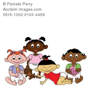 300x300 Clip Art Illustration Of Cartoon Babies Of Different Nationalities
