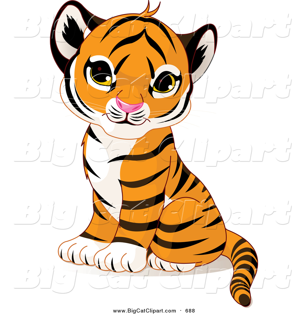 1024x1044 Big Cat Vector Clipart Of A Cute Sitting Baby Tiger Cub By Pushkin