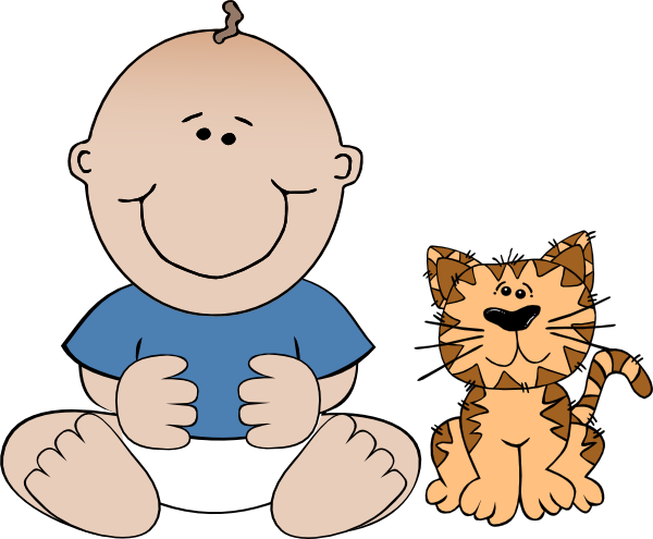 600x495 Boy With Cat Clip Art