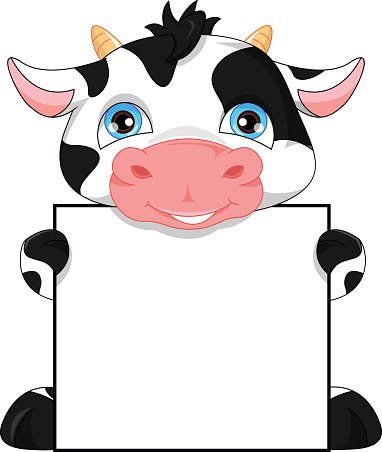 382x452 Cute Baby Cow Cartoon And Blank Sign Premium Clipart