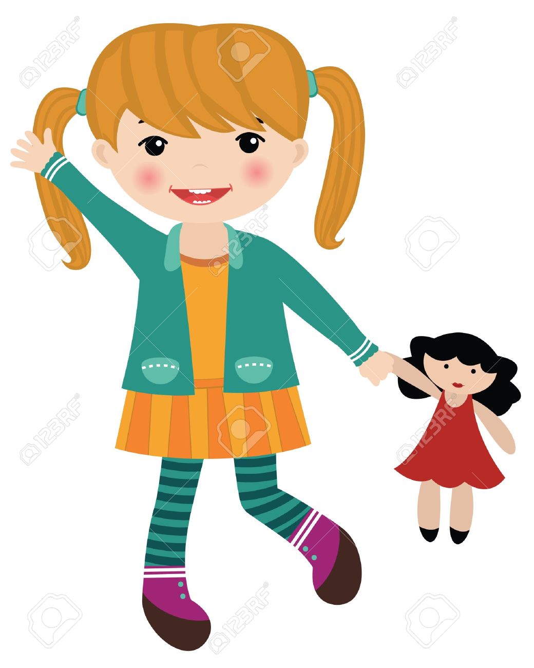 1040x1300 Girl With Doll Clip Art