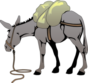300x285 Cartoon Mule Donkey With A Load Clip Art