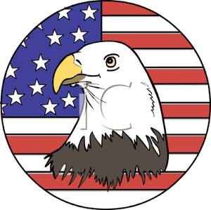 300x299 Clip Art Image The American Flag And A Bald Eagle