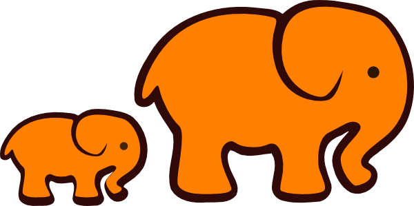 600x299 Orange Elephant Mom Amp Baby Clip Art