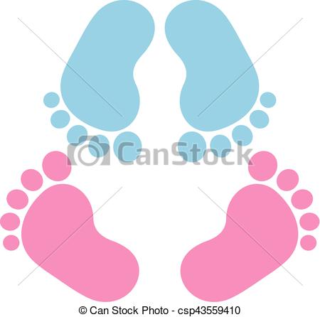 450x446 Two Pair Of Baby Footprint Twins Vector Clip Art