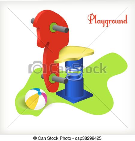 450x470 Rocking Baby Horse. Rocking Red Baby Horse With Ball. Vector