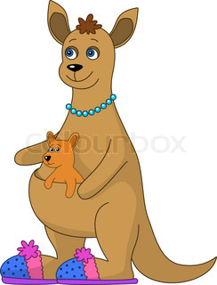 244x320 Kangaroo With Baby Stock Vector Colourbox