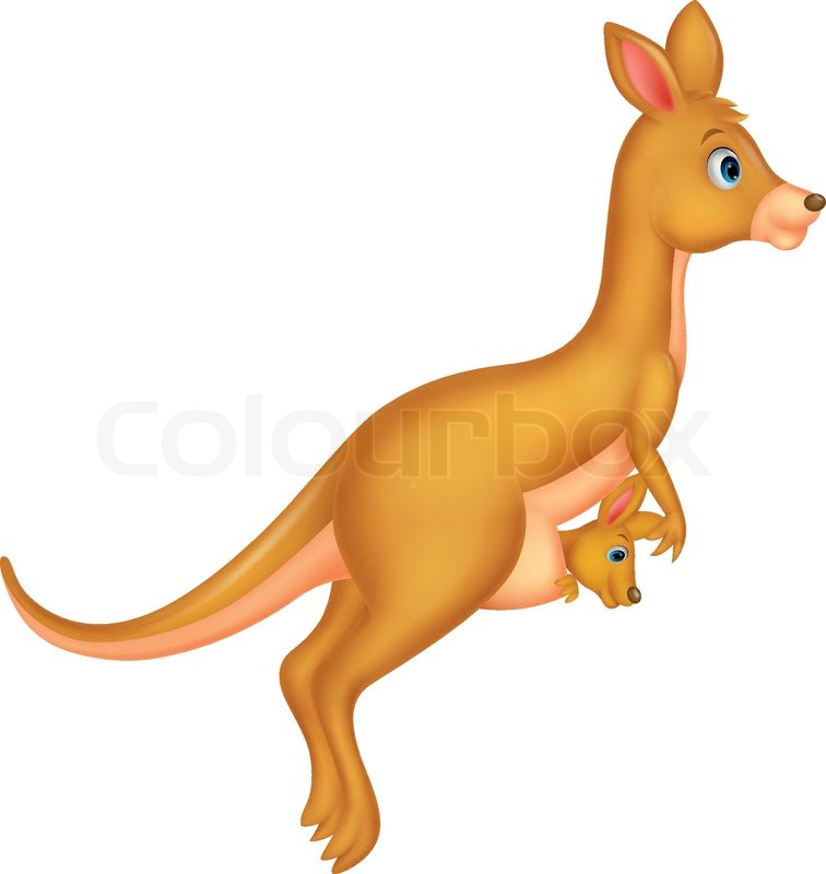 756x800 Vector Illustration Of Mother And Baby Kangaroo Cartoon Stock