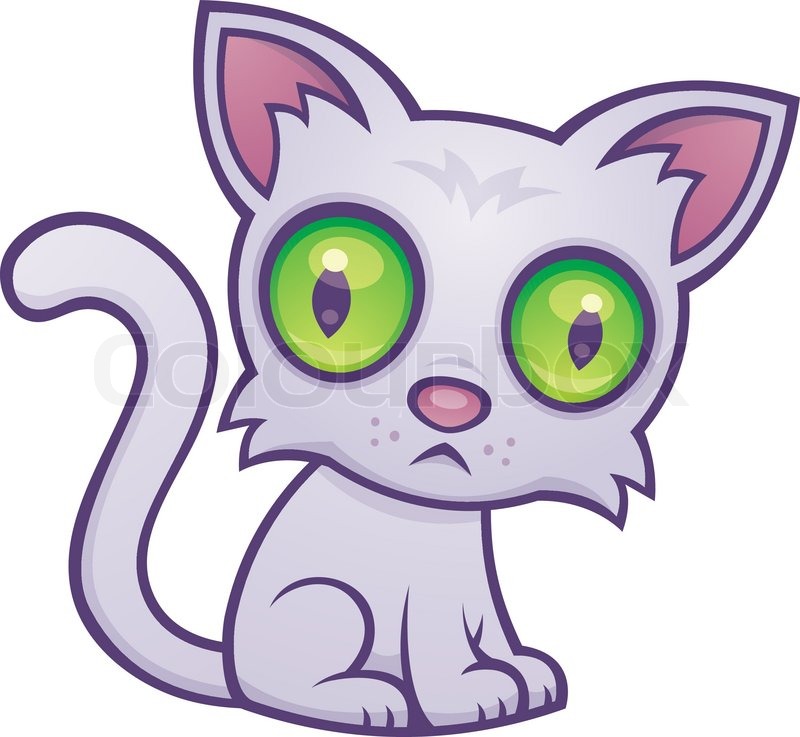 800x737 Vector Cartoon Illustration Of A Cute Kitten With Big Green Eyes
