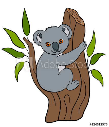 430x500 Cartoon Animals. Little Cute Baby Koala Smiles.