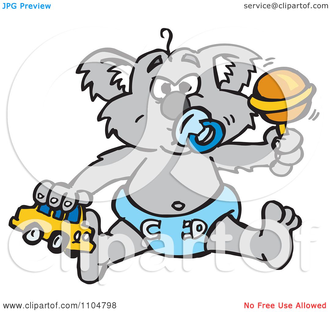 1080x1024 Clipart Grumpy Baby Koala With A Pacifier Toy Car And Rattle