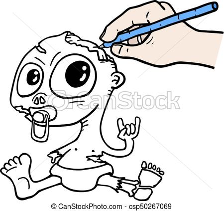 450x423 Creative Design Of Drawing Funny Zombie Baby Clip Art Vector