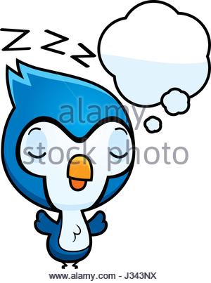 300x403 A Cartoon Illustration Of A Baby Blue Jay With A Blank Sign Stock