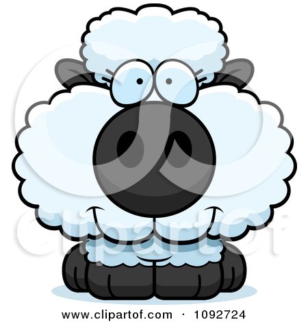 450x470 Clipart Curly Haired Lamb With A Flower Tucked Behind An Ear
